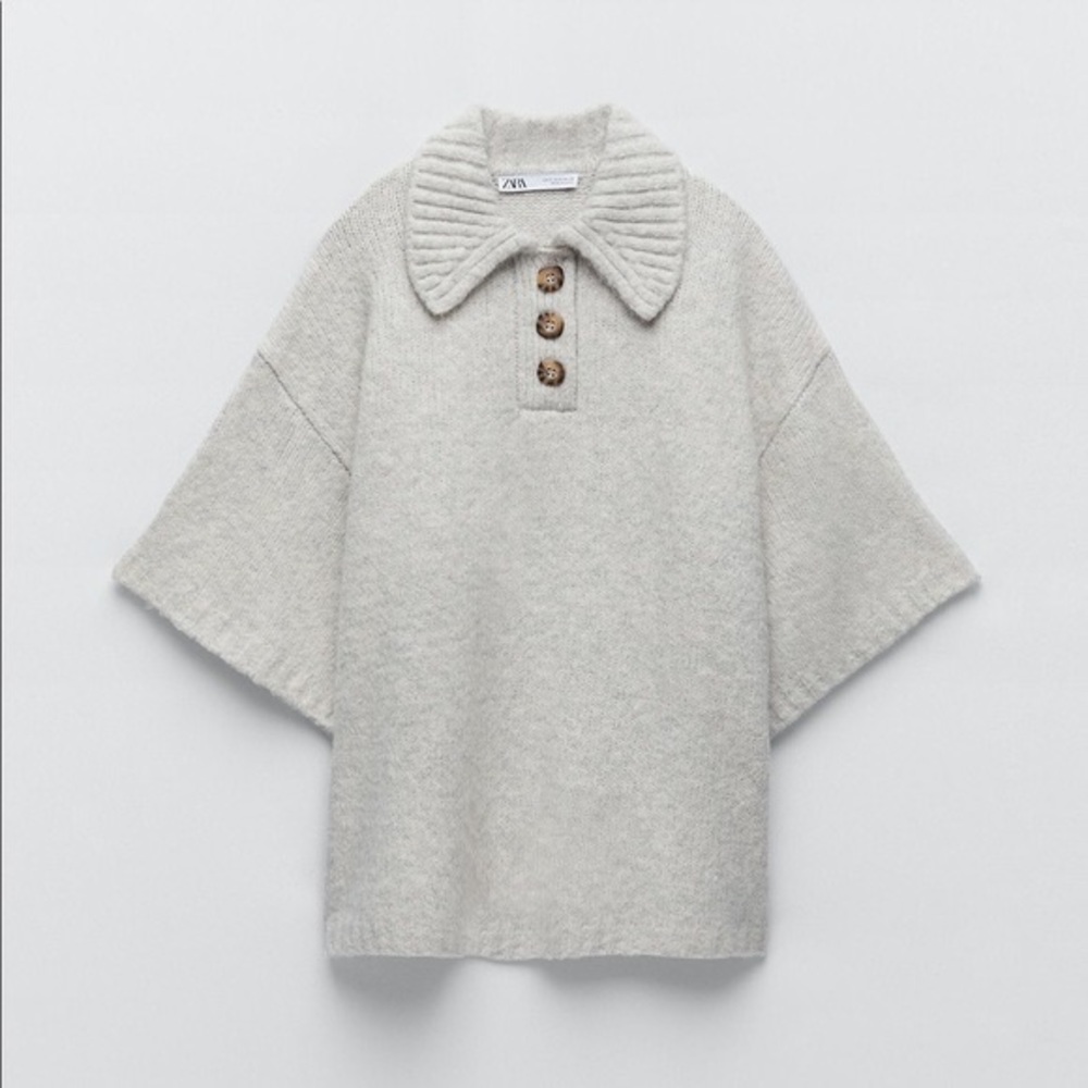 Zara Gray Button-Up Sweatshirt